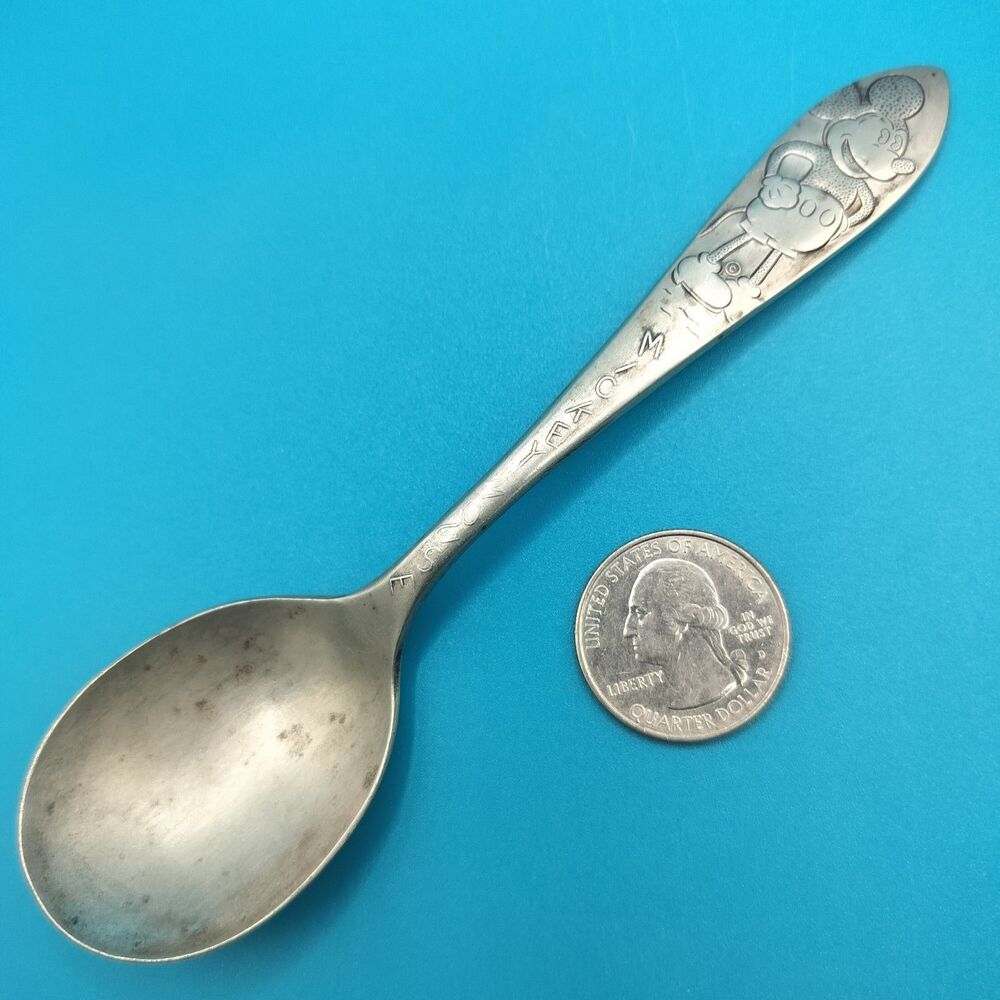 MICKEY MOUSE SPOON Branford Silver-Plate  5.5” Collectable Disney Antique 1930's - Picture 3 of 5